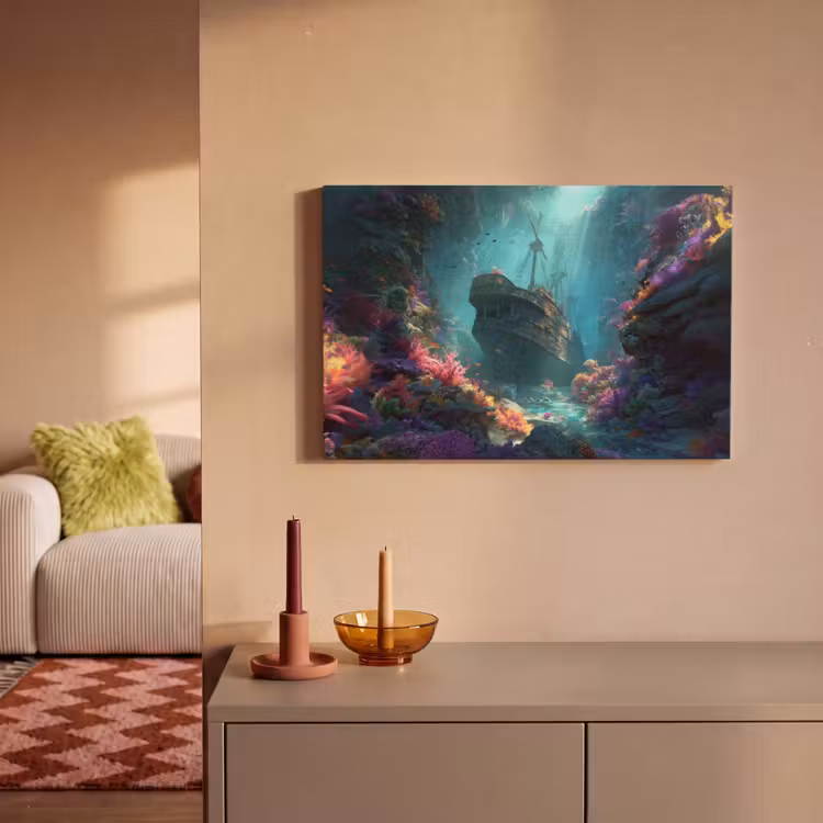 Schip - Hout - Koraalriffen - Zonlicht canvas 2cm klein -sfeer1