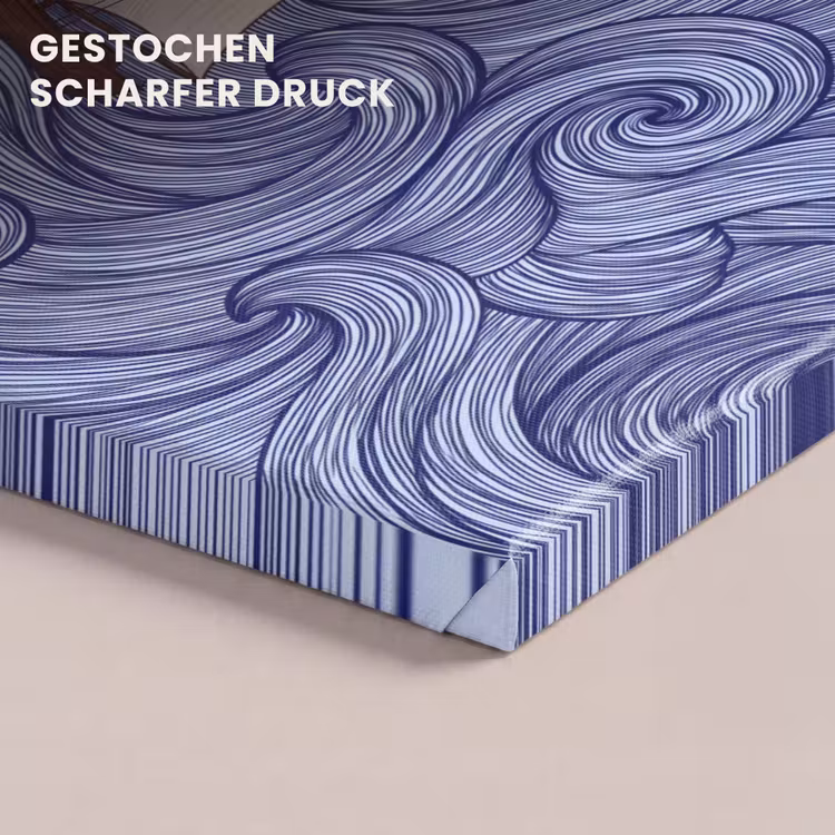 Schip - Golven - Zee - Illustratie - Blauw canvas 2cm klein -closeup_print_DE