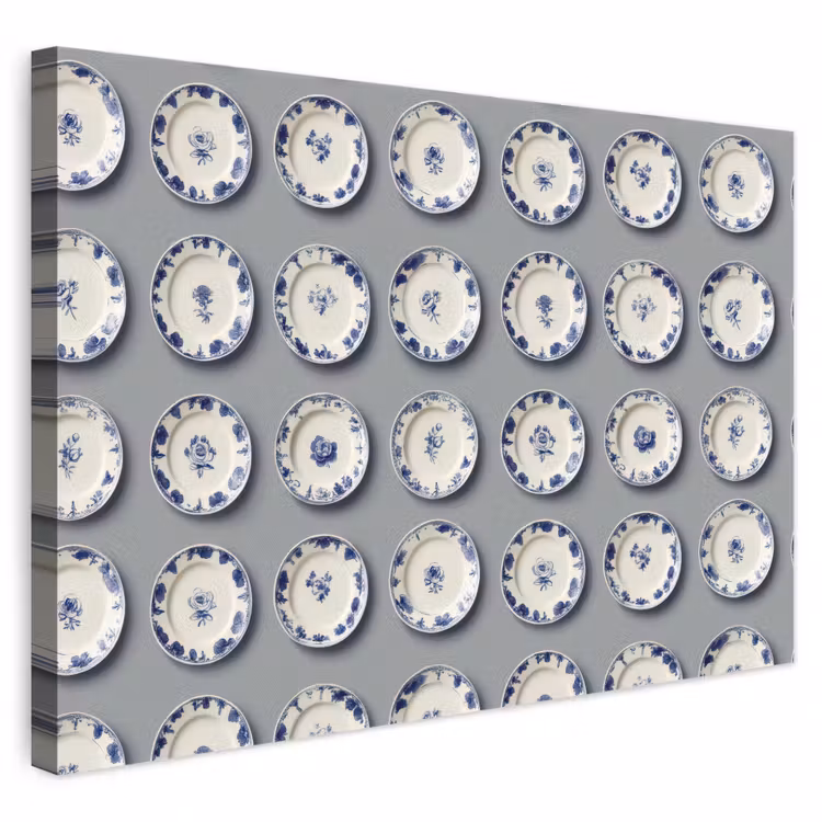 Borden - Bloemen - Blauw - Wit canvas 2cm klein 34 -3d