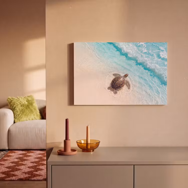 Schildpad - Helder water - Strand - Dieren - Natuur canvas 2cm klein -sfeer1