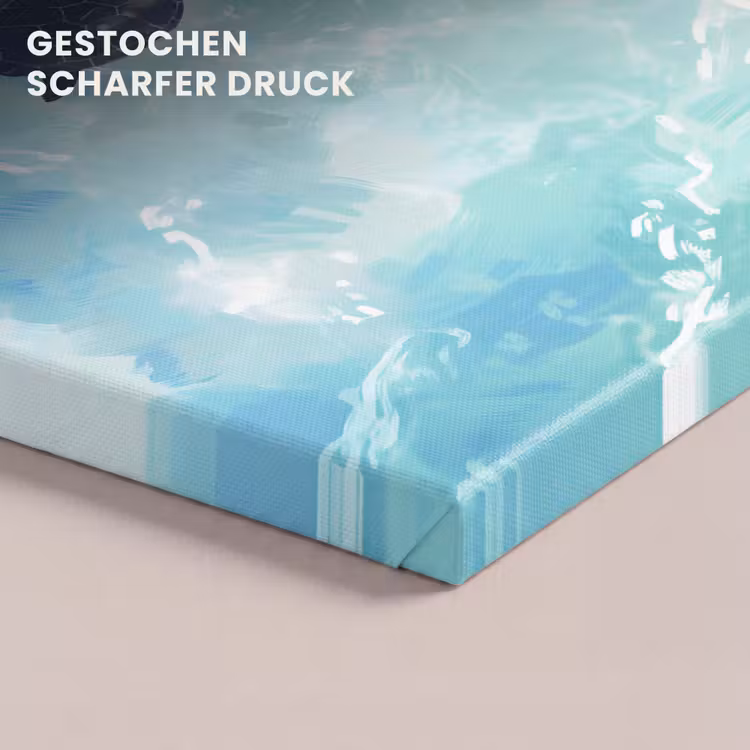 Schildpad - Zee - Blauw - Schittering canvas 2cm klein -uniquesellingpoint_afwerking-onlywow_DE