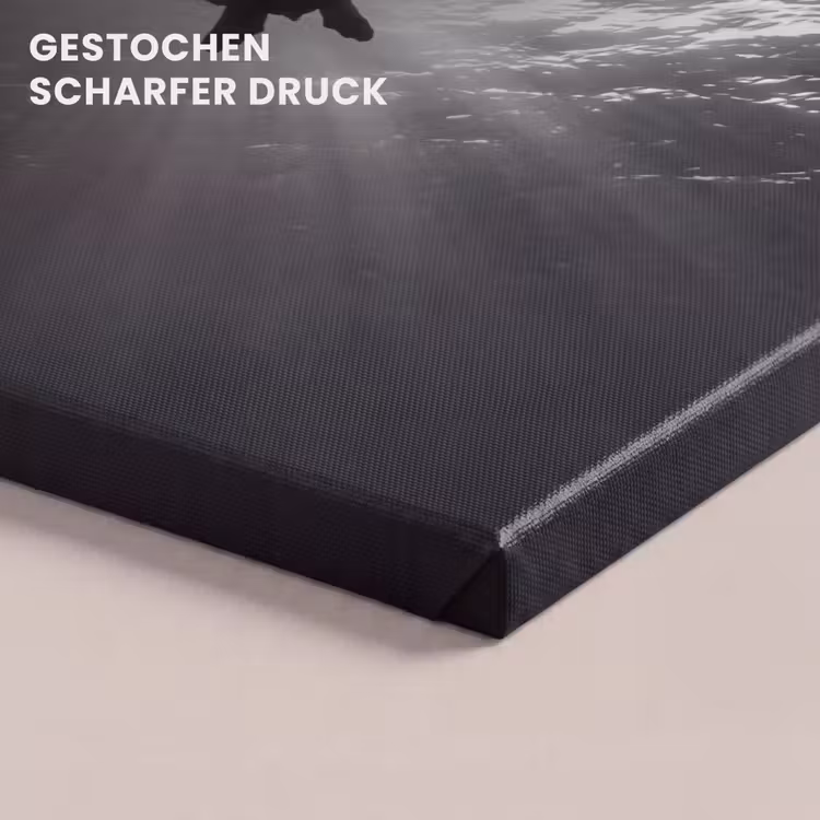Schildpad - Onderwater - Lichtstralen - Oceaan - Zwart-wit canvas 2cm klein -closeup_print_DE