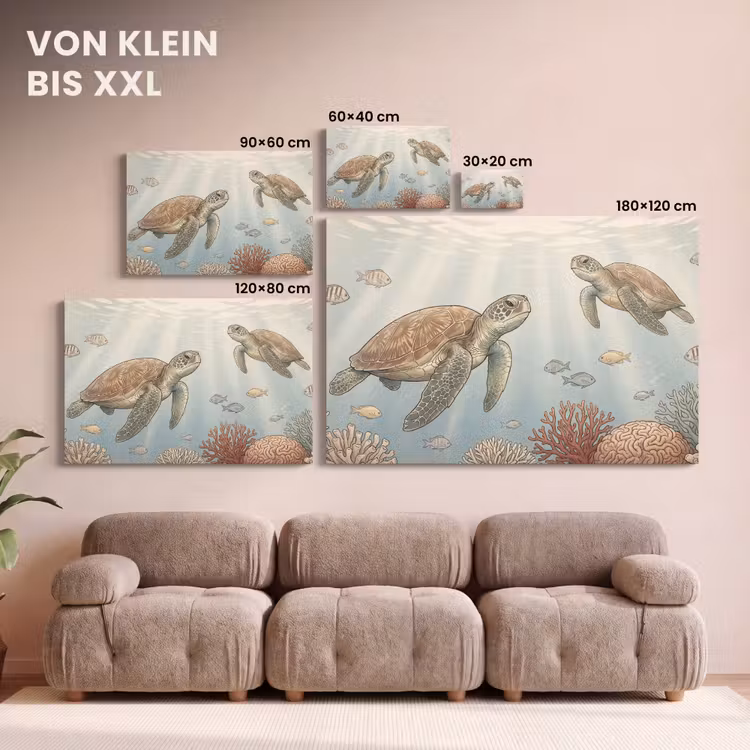 Schildpad - Onderwater - Natuur - Illustratie canvas 2cm klein -Xsfeer8_DE