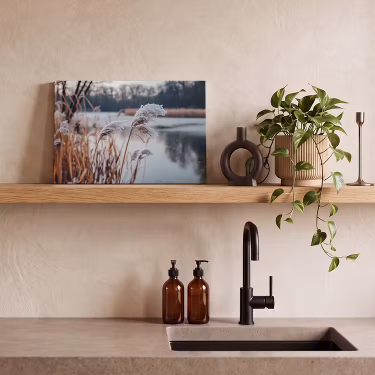 Riet - Gras - Natuur - Winter - Meer canvas 2cm klein -sfeer6