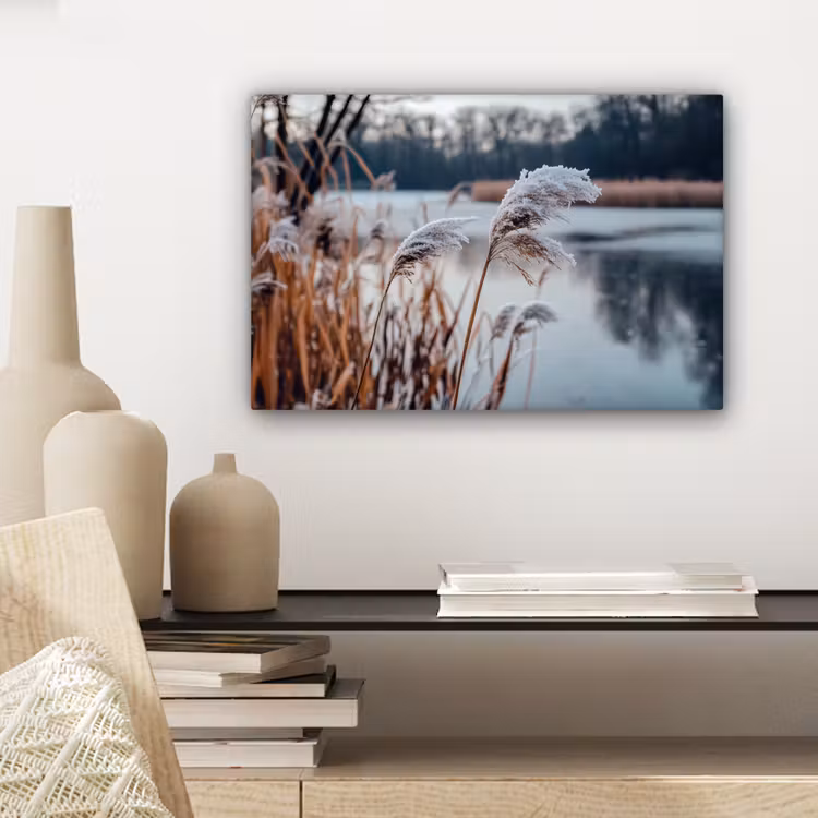 Riet - Gras - Natuur - Winter - Meer canvas 2cm klein -closeup_print_DE