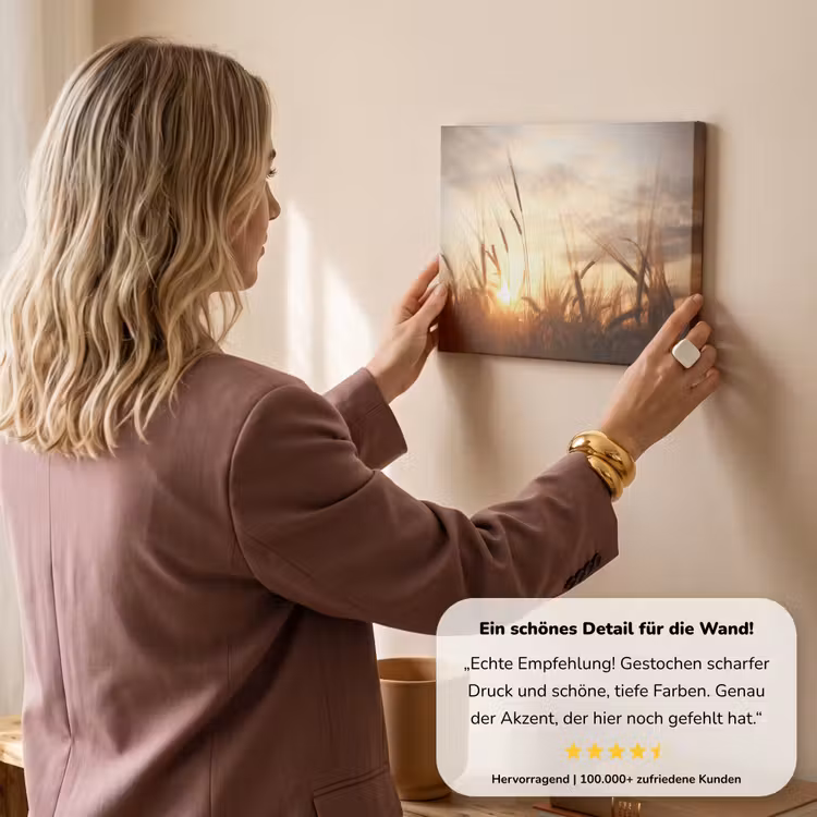 Riet - Gras - Zonsondergang - Natuur - Horizon canvas 2cm klein -Xsfeer7_DE