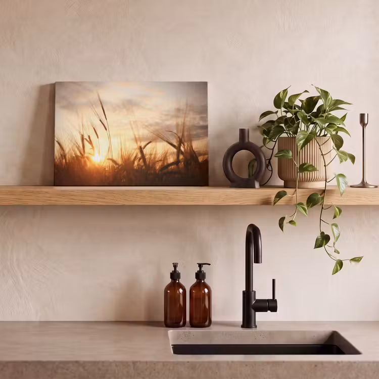 Riet - Gras - Zonsondergang - Natuur - Horizon canvas 2cm klein -sfeer3
