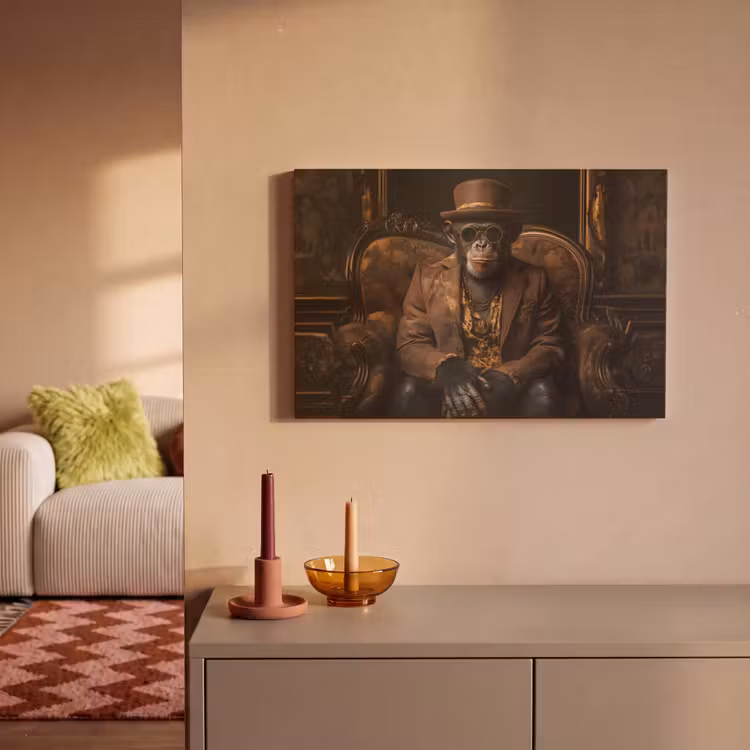 Chimpansee - Stoel - Pak - Bruin canvas 2cm klein -sfeer1
