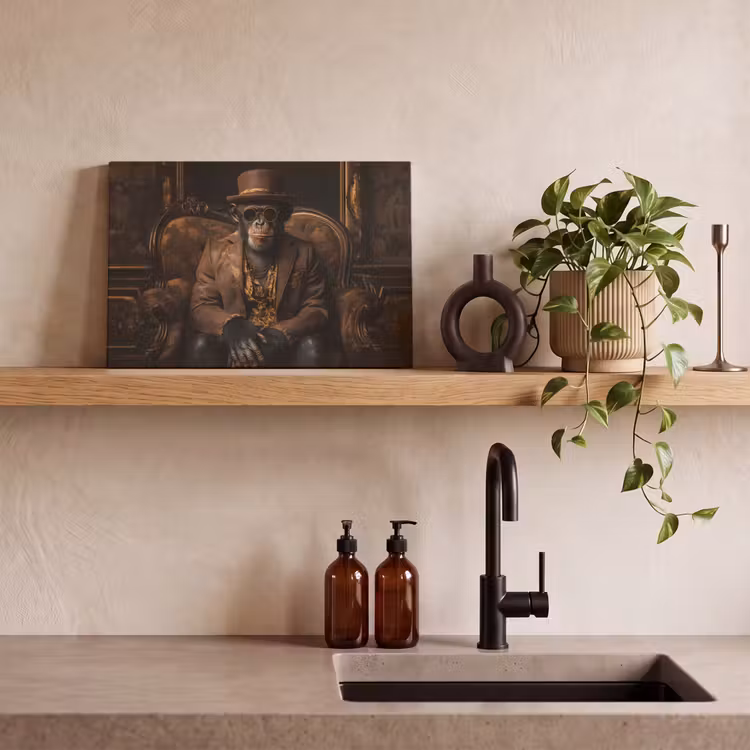Chimpansee - Stoel - Pak - Bruin canvas 2cm klein -closeup_print_DE