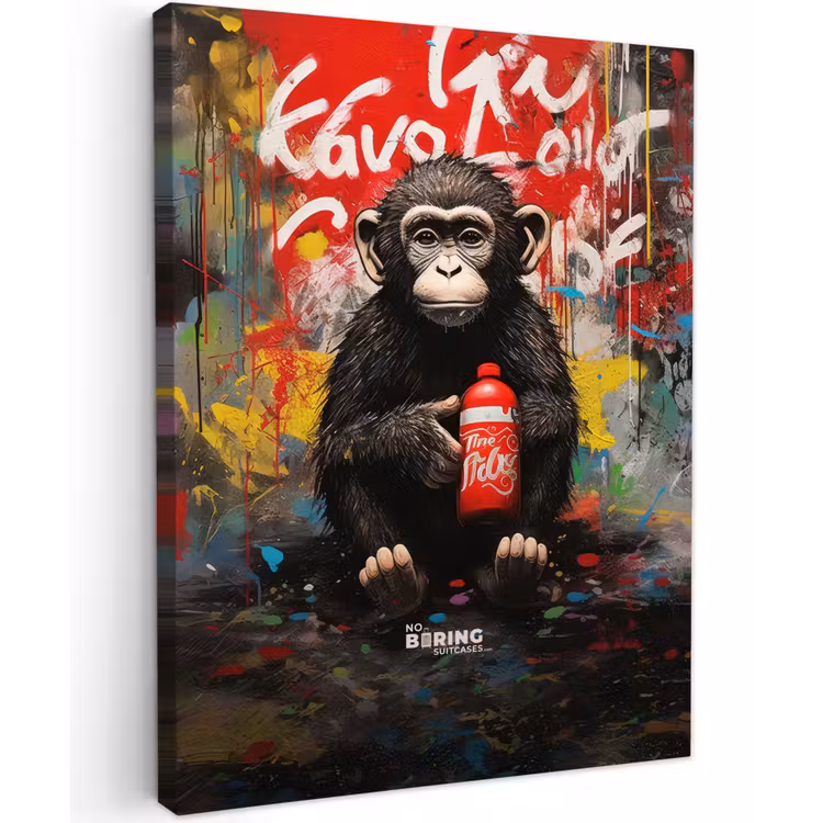 Chimpansee voor graffiti muur canvas 2cm klein -z3d