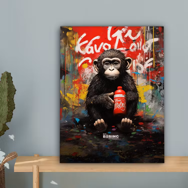 Chimpansee voor graffiti muur canvas 2cm klein -sfeer4