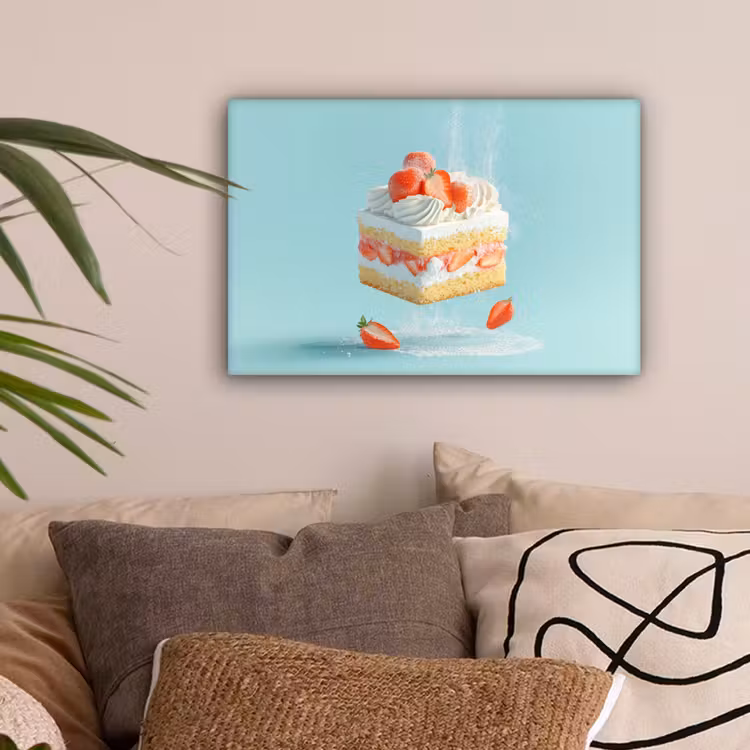 Slagroom - Taart - Blauw - Eten canvas 2cm klein -sfeer1