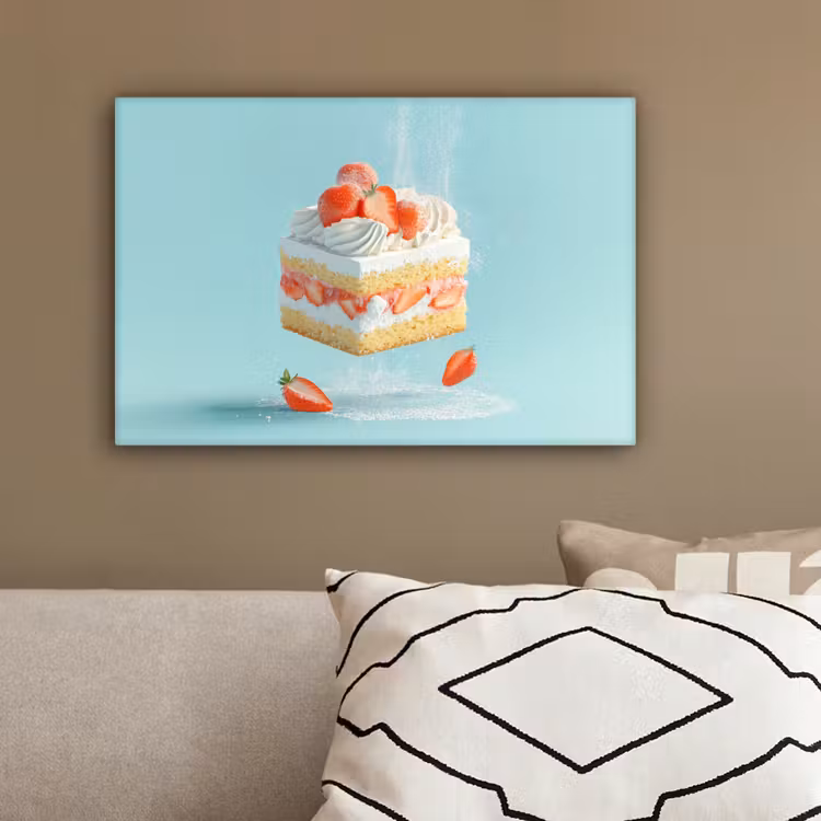 Slagroom - Taart - Blauw - Eten canvas 2cm klein -sfeer3