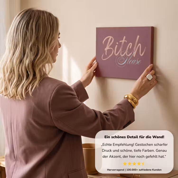 Bitch please - Rood - Blauw canvas 2cm klein -sfeer3