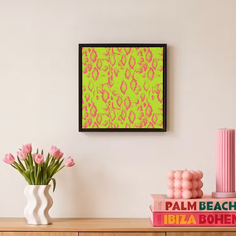 Slang - Neon - Groen - Roze Canvas met baklijst klein 1124 -atmosphere_sfeer1_global