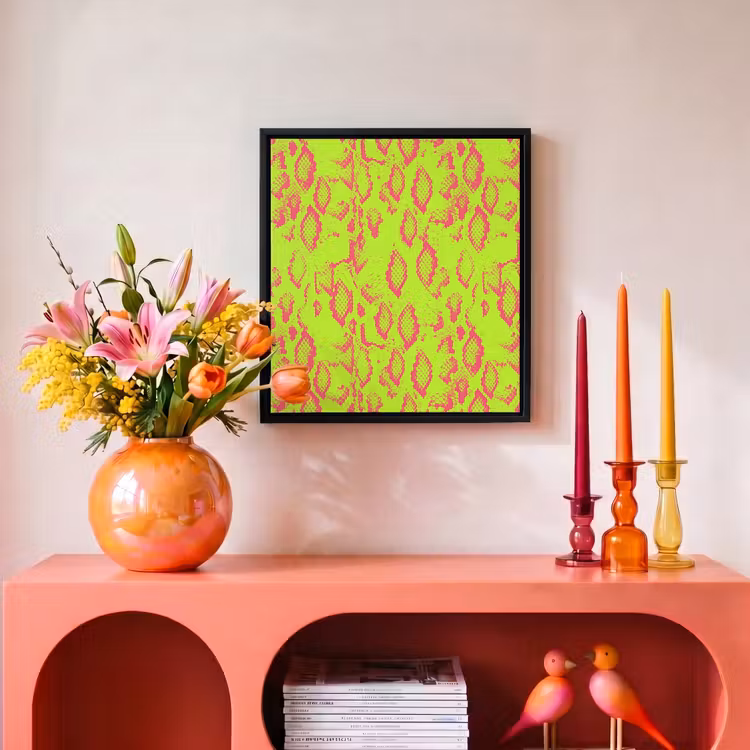 Slang - Neon - Groen - Roze Canvas met baklijst klein 1124 -atmosphere_sfeer3_global