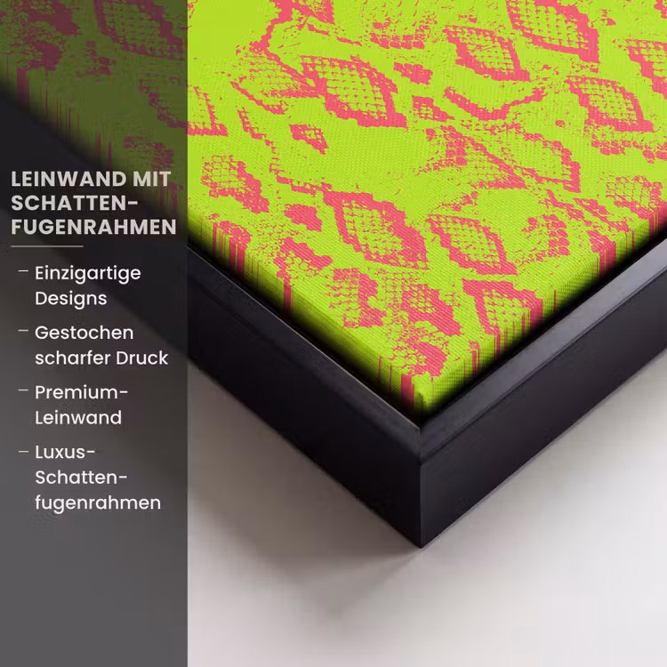 Slang - Neon - Groen - Roze Canvas met baklijst klein 1124 -uniquesellingpoint_productkenmerken_DE