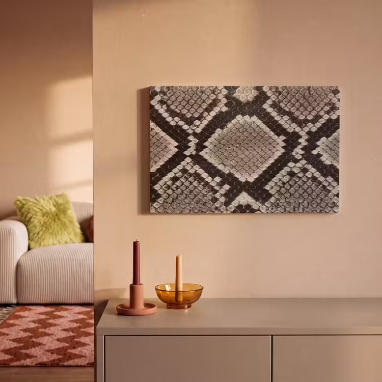 Slangenleer - Patroon - Beige canvas 2cm klein -sfeer1