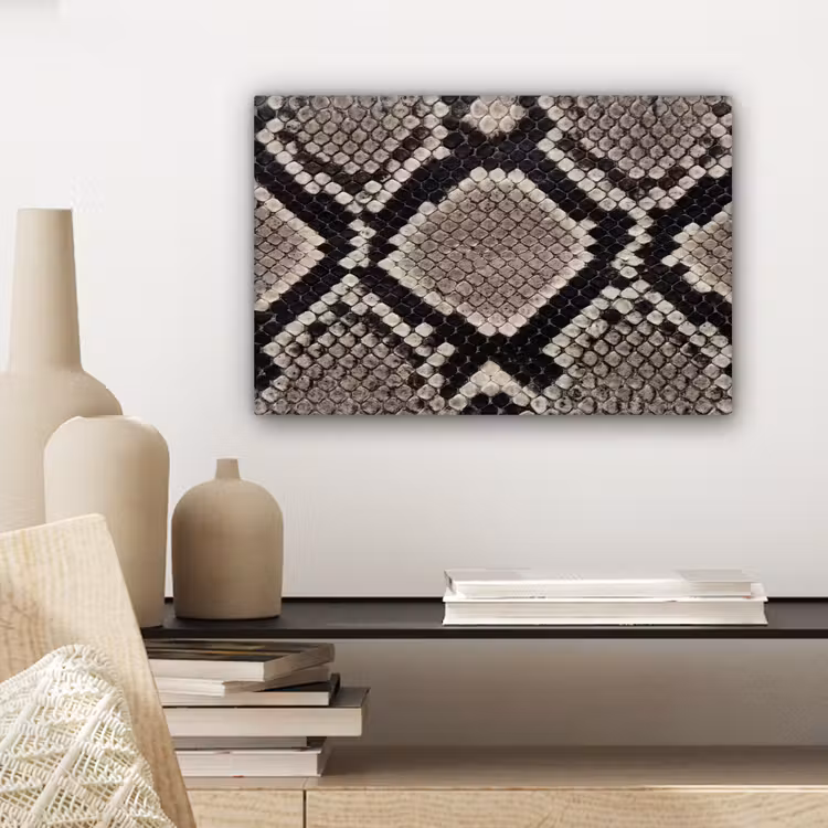 Slangenleer - Patroon - Beige canvas 2cm klein -sfeer6