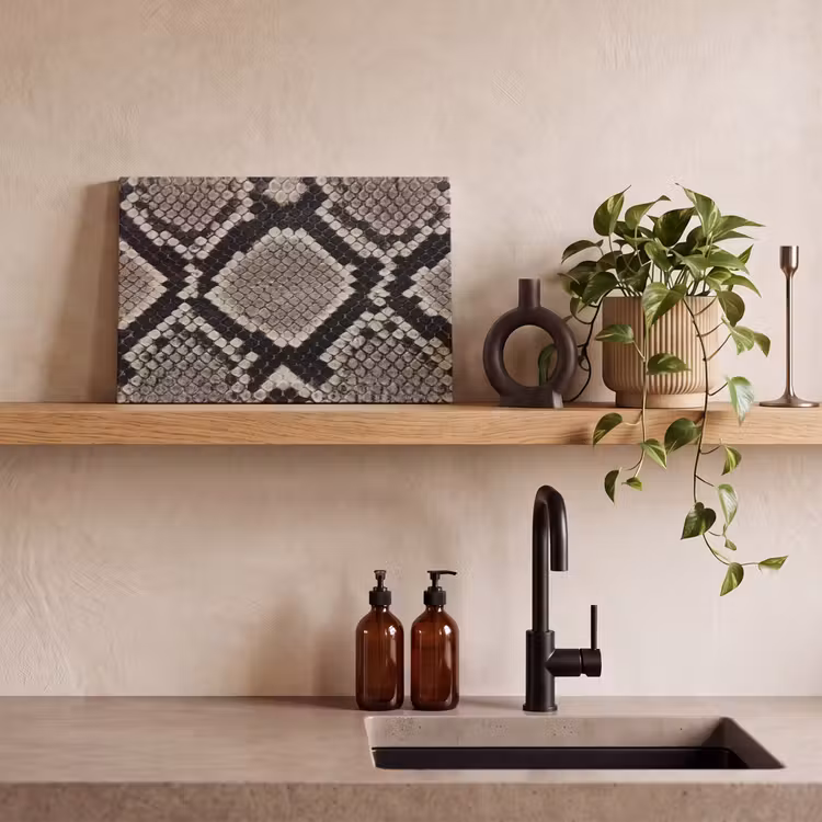 Slangenleer - Patroon - Beige canvas 2cm klein -closeup_print_DE