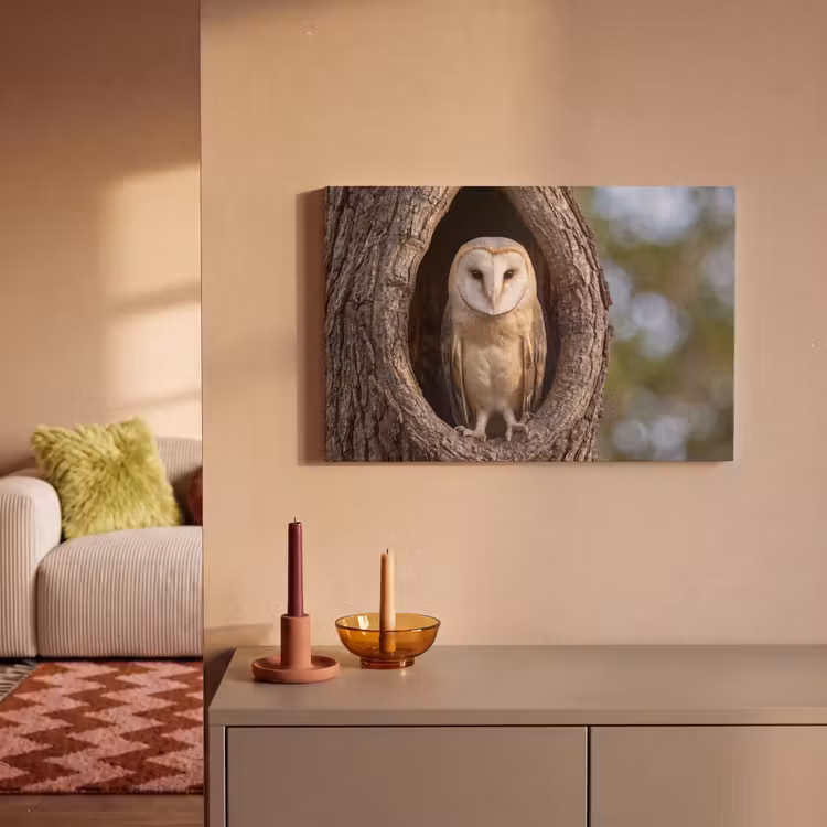 Kerkuil - Boom - Natuur - Bruin canvas 2cm klein -sfeer1