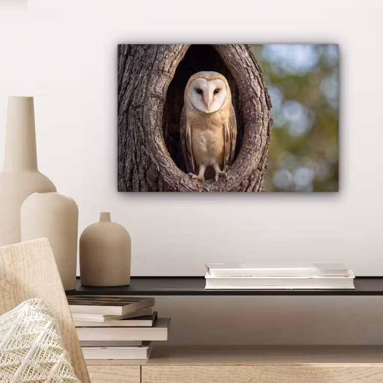 Kerkuil - Boom - Natuur - Bruin canvas 2cm klein -sfeer6