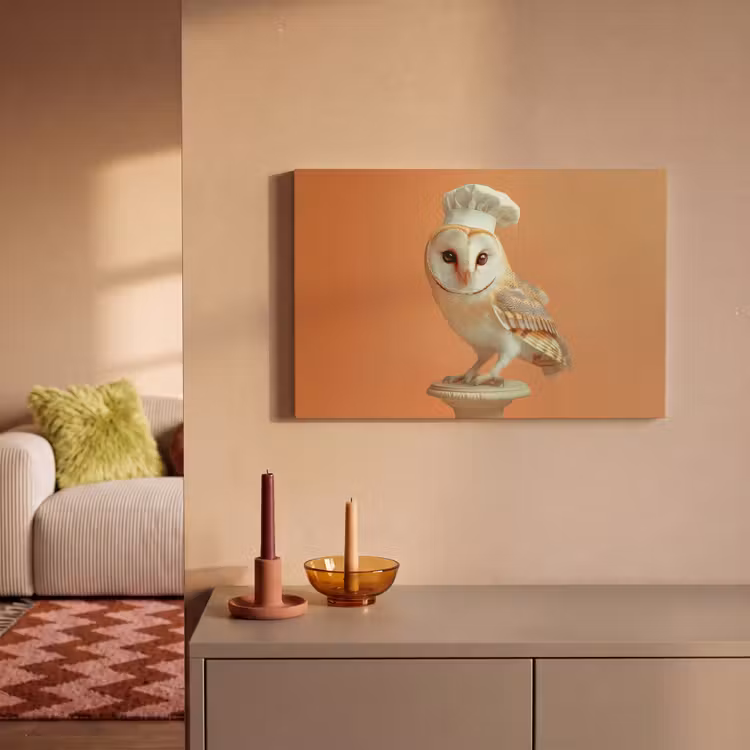 Kerkuil - Koksmuts - Oranje - Vogel canvas 2cm klein -sfeer1