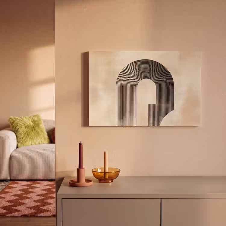 Boog - Strepen - Minimalistisch - Zwart canvas 2cm klein -sfeer1