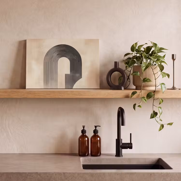 Boog - Strepen - Minimalistisch - Zwart canvas 2cm klein -sfeer3