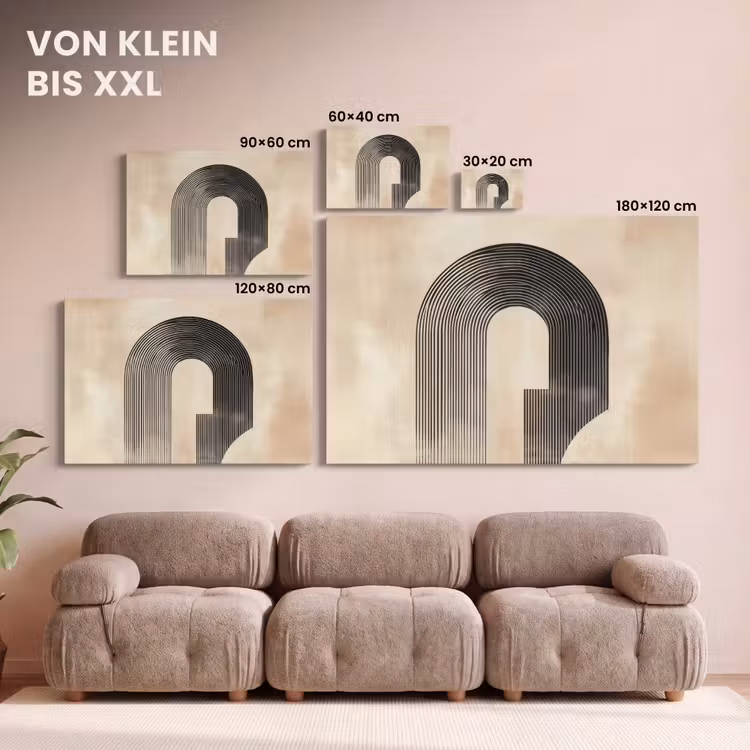 Boog - Strepen - Minimalistisch - Zwart canvas 2cm klein -Xsfeer8_DE