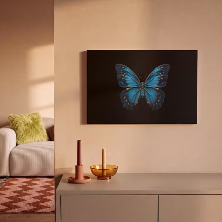 Vlinder - Blauw - Contrast canvas 2cm klein -sfeer1