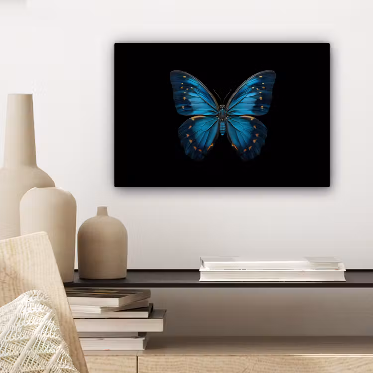 Vlinder - Blauw - Contrast canvas 2cm klein -closeup_print_DE