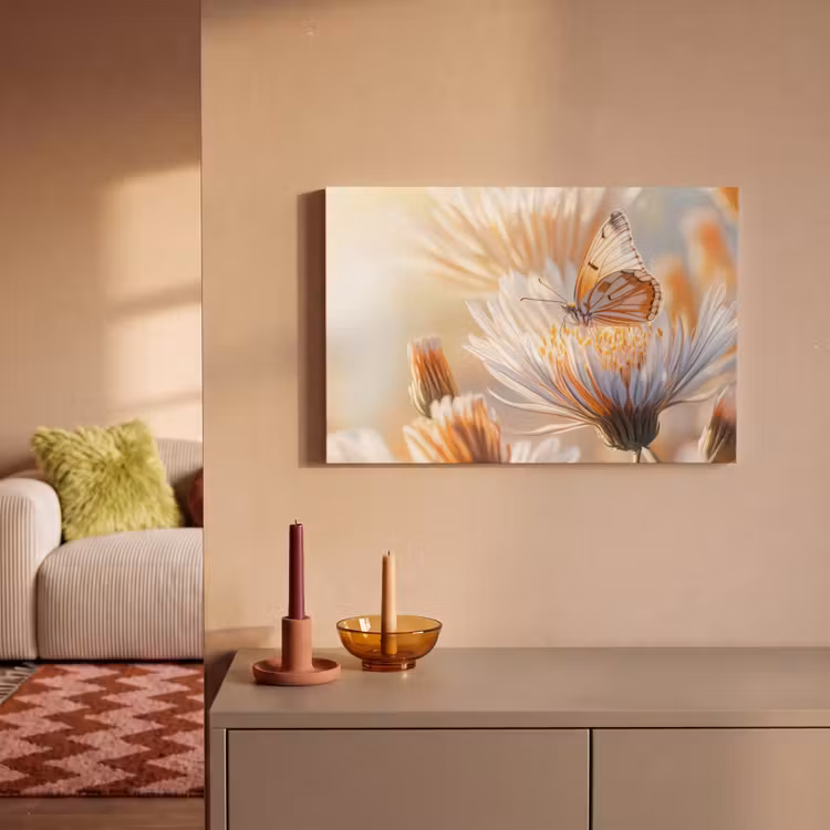 Vlinder - Bloem - Oranje canvas 2cm klein -sfeer1