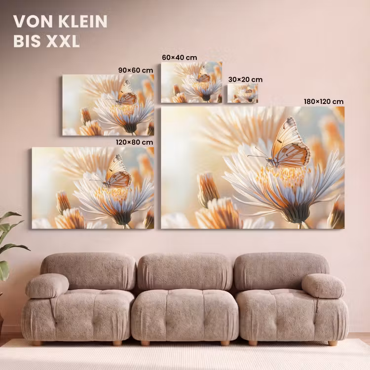 Vlinder - Bloem - Oranje canvas 2cm klein -Xsfeer8_DE