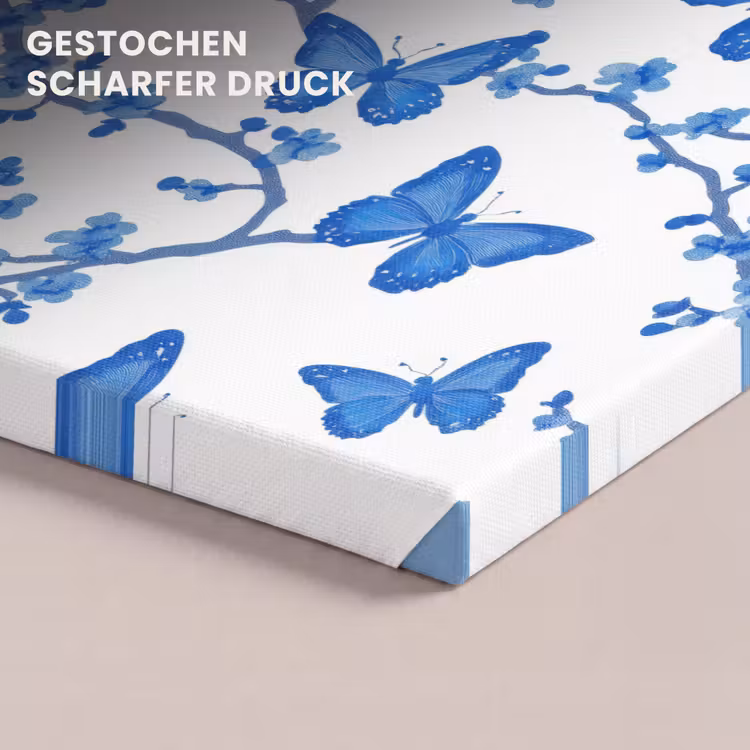 Vlinder - Bloemen - Blauw canvas 2cm klein 34 -closeup_print_DE