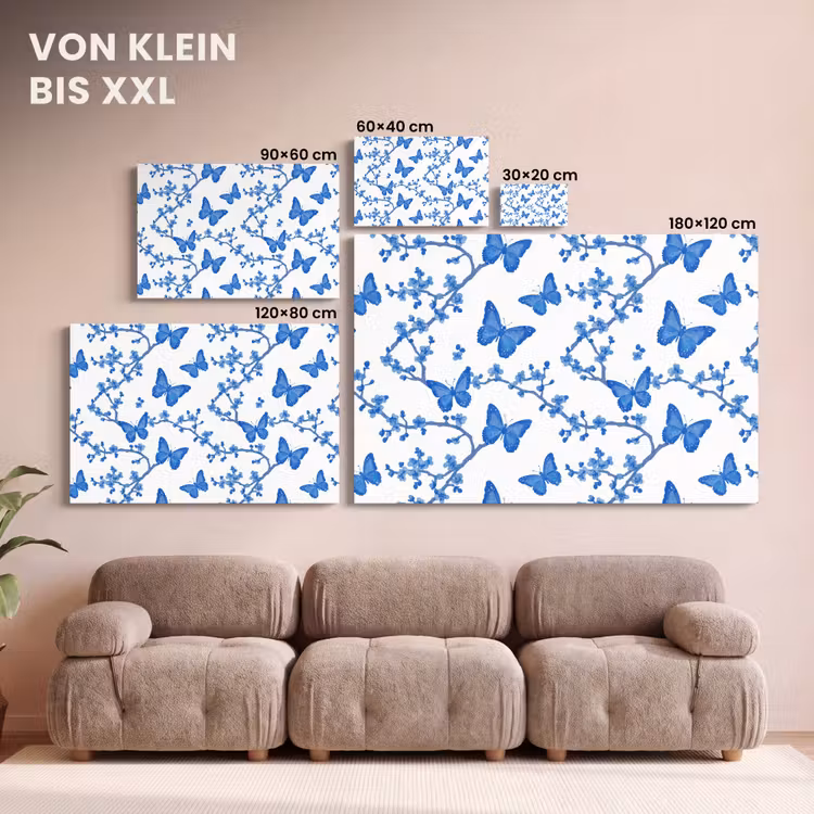 Vlinder - Bloemen - Blauw canvas 2cm klein 34 -Xsfeer8_DE