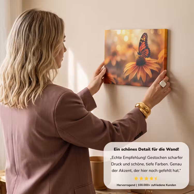 Vlinder - Bloemen - Oranje canvas 2cm klein -sfeer3