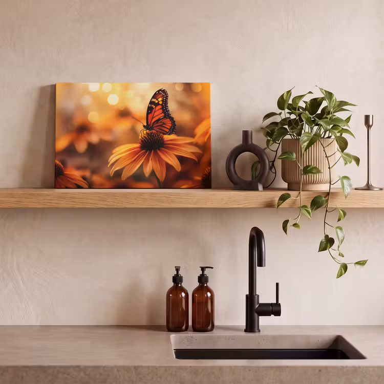 Vlinder - Bloemen - Oranje canvas 2cm klein -closeup_print_DE