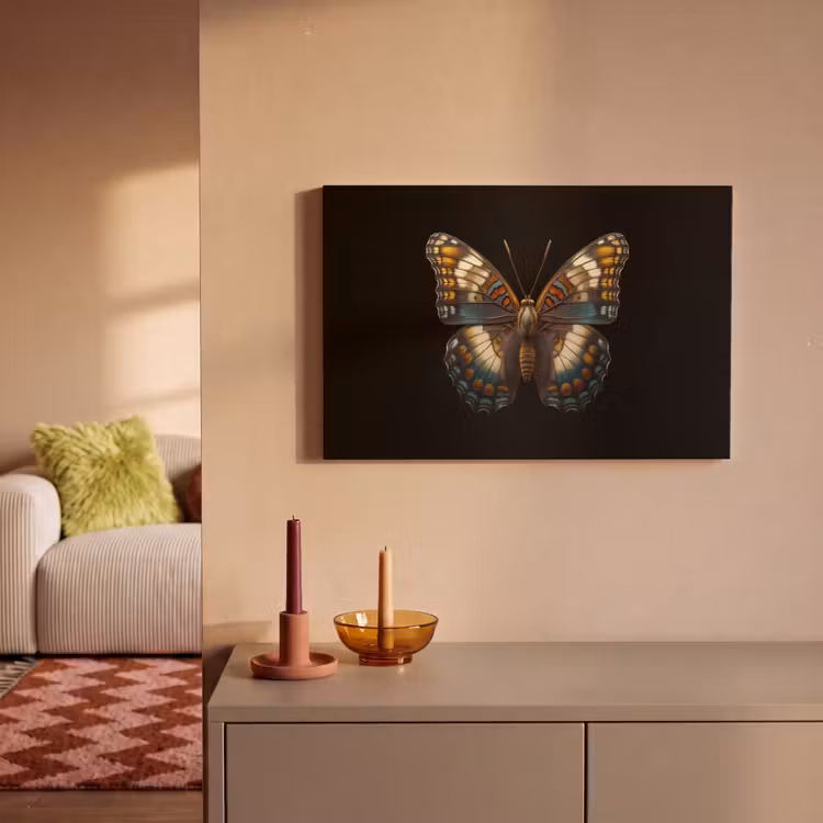 Vlinder - Kleurrijk - mozaïekachtig canvas 2cm klein -sfeer1