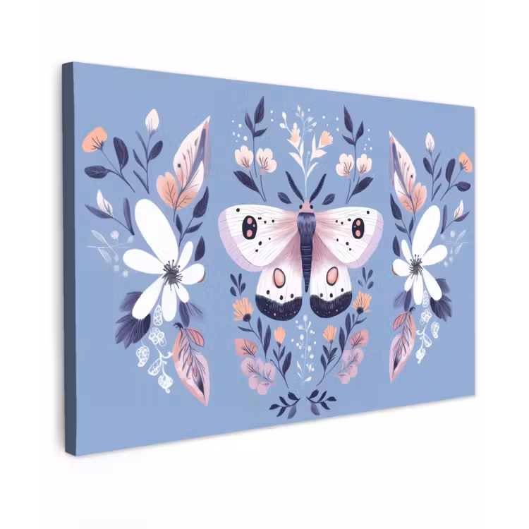 Vlinder - Vleugels - Stippen - Bloemen canvas 2cm klein -z3d
