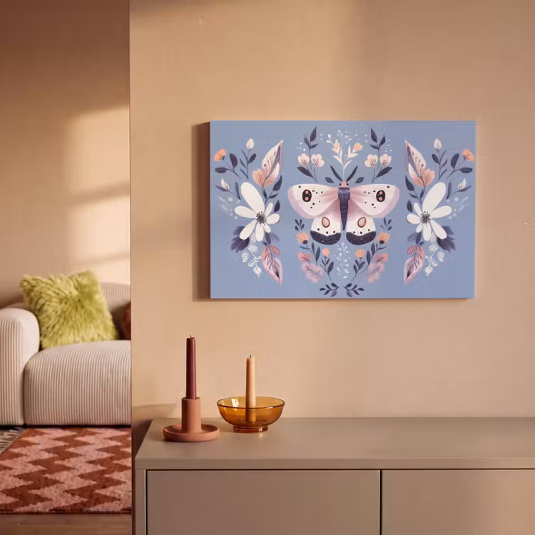 Vlinder - Vleugels - Stippen - Bloemen canvas 2cm klein -sfeer1
