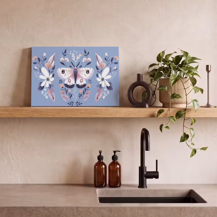 Vlinder - Vleugels - Stippen - Bloemen canvas 2cm klein -sfeer3