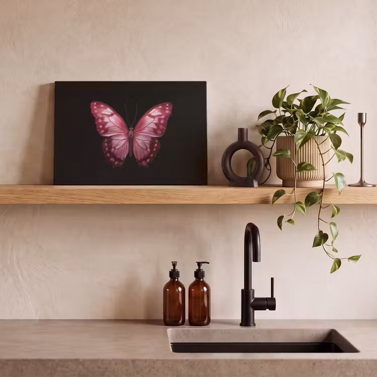 Vlinder - Fuchsia - Grafisch canvas 2cm klein -sfeer6