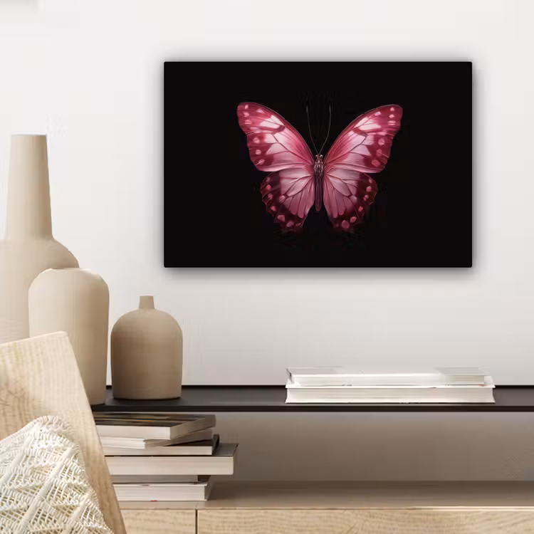 Vlinder - Fuchsia - Grafisch canvas 2cm klein -closeup_print_DE