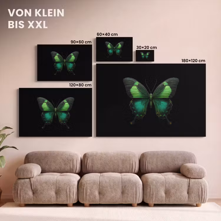 Vlinder - Groen - Opvallend canvas 2cm klein -Xsfeer8_DE