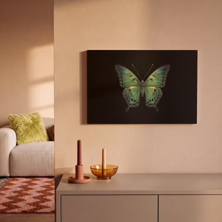 Vlinder - Groen - Diepte canvas 2cm klein -sfeer1