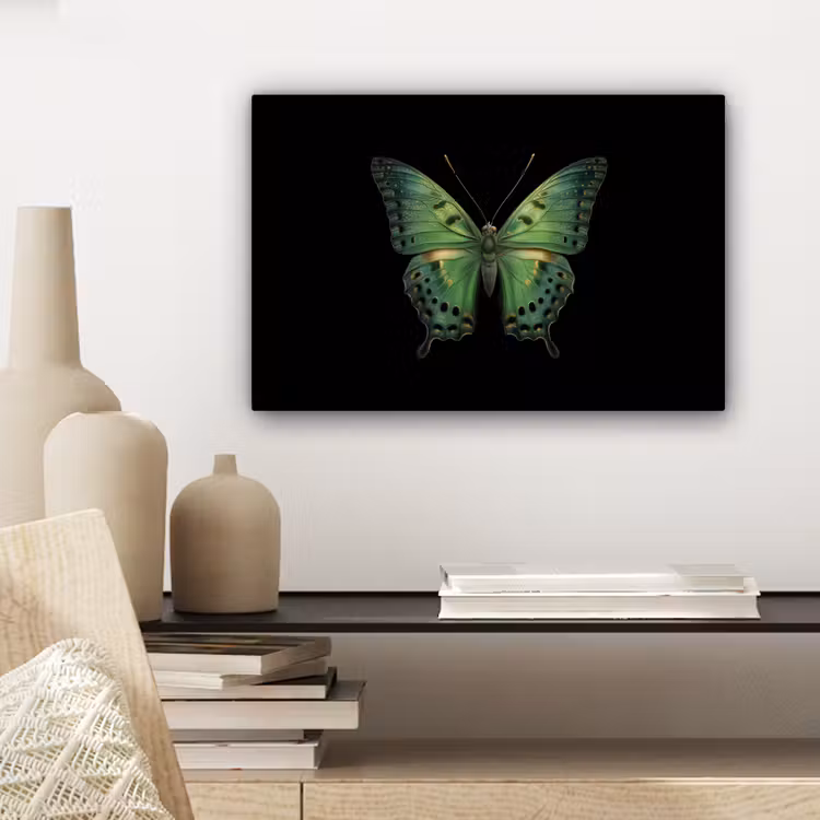 Vlinder - Groen - Diepte canvas 2cm klein -closeup_print_DE