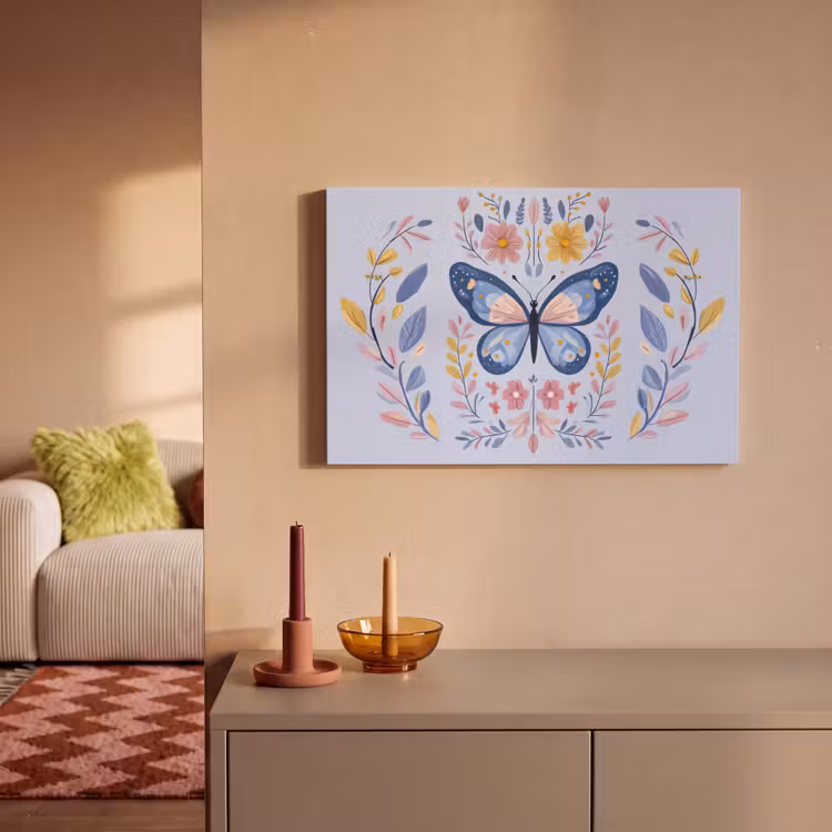 Vlinder - Lichtblauw - Sierlijk - Bloemen canvas 2cm klein -sfeer1