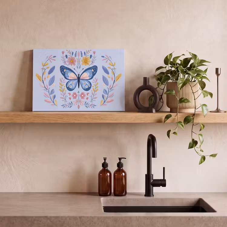 Vlinder - Lichtblauw - Sierlijk - Bloemen canvas 2cm klein -sfeer6