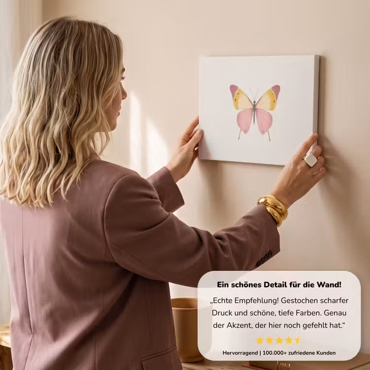 Vlinder - Illustratie - Roze canvas 2cm klein -sfeer3